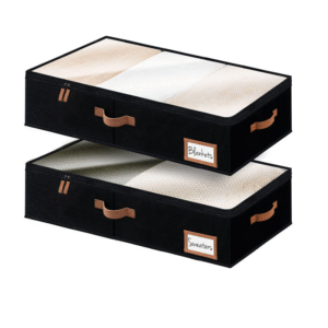 2 pack foldable under bed storage bins with zippers – clothes & blanket