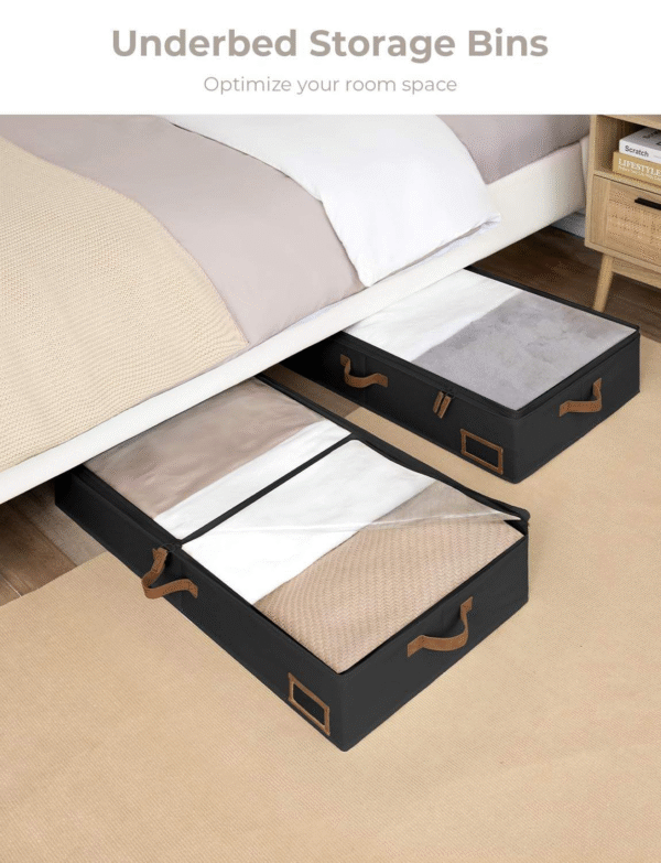 2 pack foldable under bed storage bins with zippers – clothes & blanket
