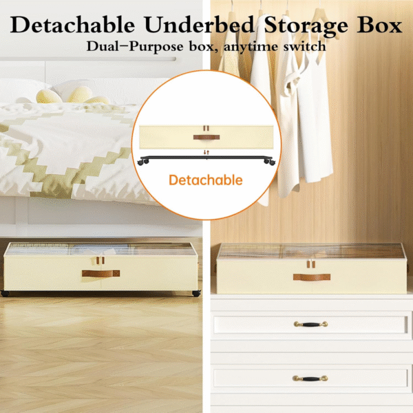 aethel under bed storage with wheels – 2 pack with adjustable dividers & clear lid