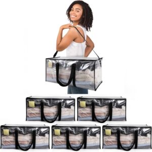 aethel 6 pack extra large, heavy duty, semi transparent moving bags