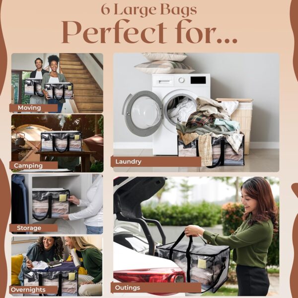aethel 6 pack extra large, heavy duty, semi transparent moving bags