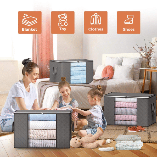 aethel large storage bags – 6 pack clothes storage bins foldable closet