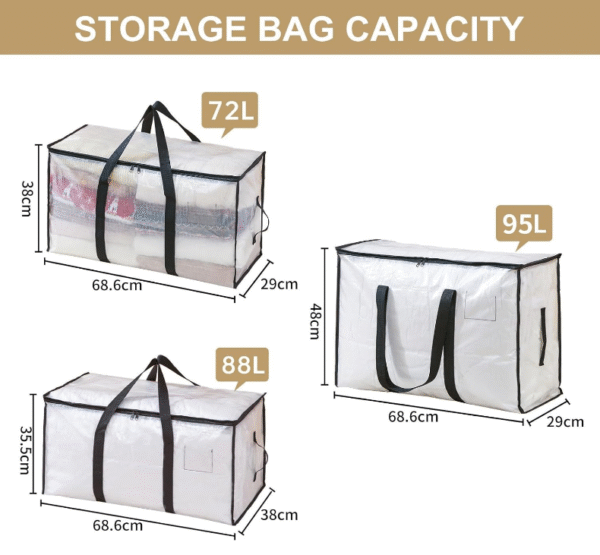 aethel oversized moving bags with reinforced handles – heavy duty storage tote for blanket, bedding & clothes